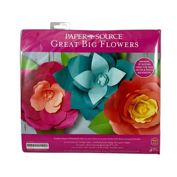 Great Big Flower Craft Kit Paper Source 18 Inch Dramatic Blooms Wall Decor USA - Picture 2 of 5